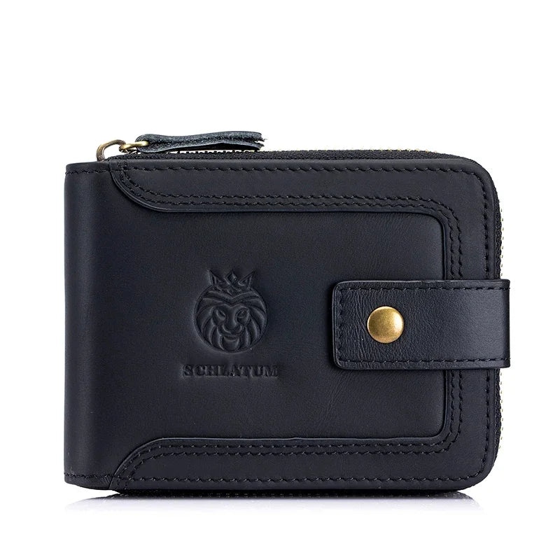 Carteira Masculina Couro Retro RFID Ziper SCHLATUM Texas