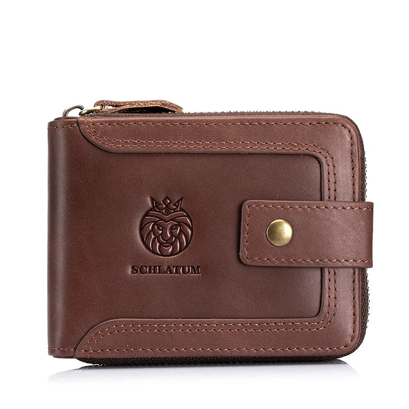 Carteira Masculina Couro Retro RFID Ziper SCHLATUM Texas